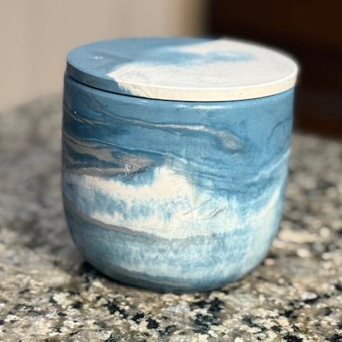 16 oz Blue Concrete Candle Vessel