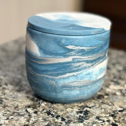9 oz Blue Concrete Candle Vessel