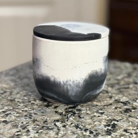 16 oz Black & White Concrete Candle Vessel