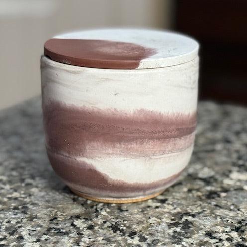 9 oz Brown, White, & Gold Concrete Candle Vessel