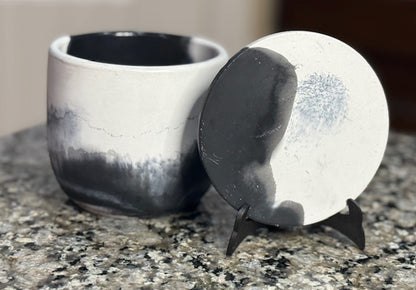 9 oz Black & White Concrete Candle Vessel