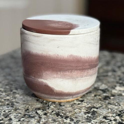 9 oz Brown, White, & Gold Concrete Candle Vessel