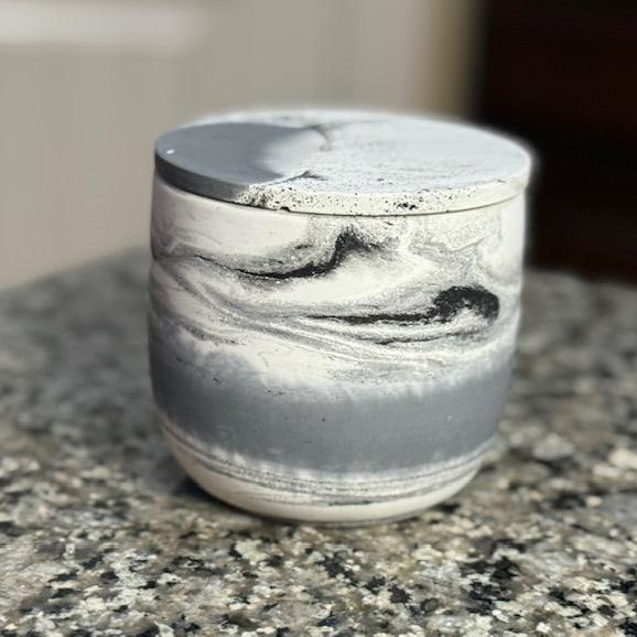 16 oz White, Grey, & Black Concrete Candle Vessel