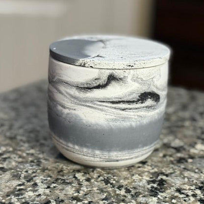 16 oz White, Grey, & Black Concrete Candle Vessel